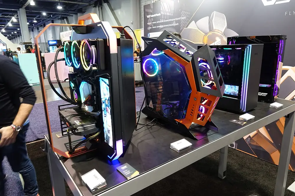 Row of gaming computers - crypto decentralized betting